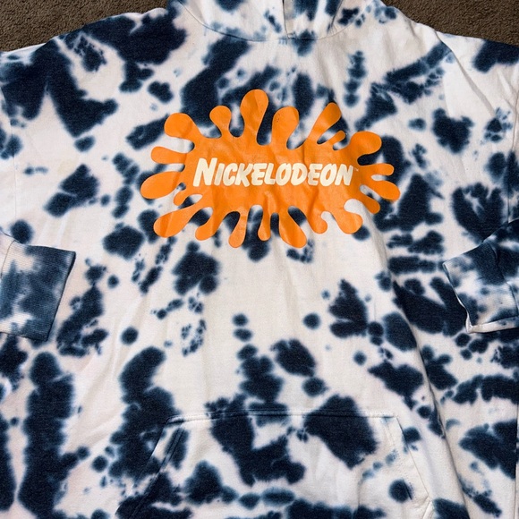 NWOT men’s super comfy 90s splat dye Nickelodeon icons cartoon pullover hoodie! - Picture 3 of 8